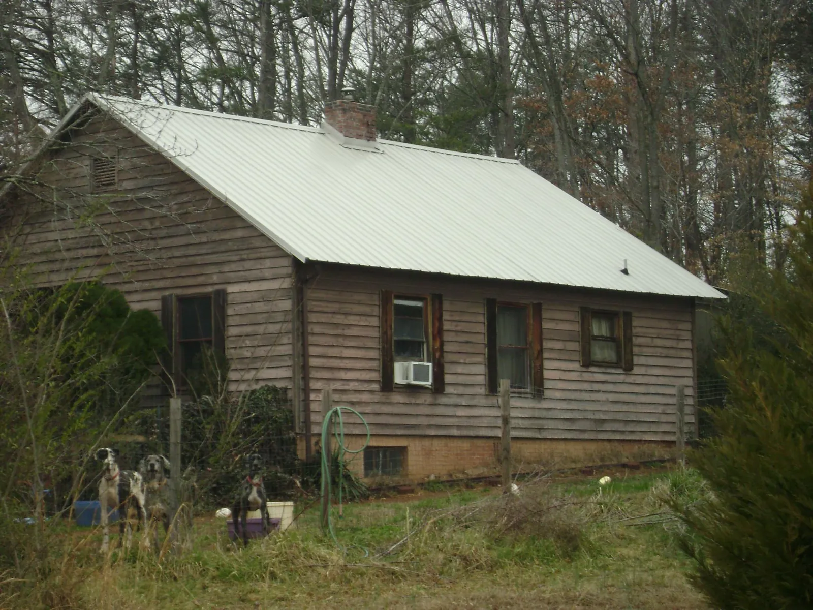 White metal roof on an old wood sided farmhouse, from a Asphalt Shingle Roof Repair job in Kenmore